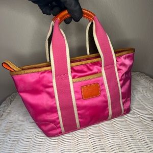 COACH Hamptons Mini Weekender Tote Pink Satin Bag